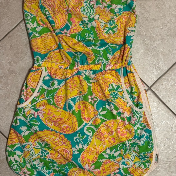 💛🩵Lilly Pulitzer Lucy~ Pop Goes the Lemur Paisley Romper💛🩵 - Picture 2 of 14